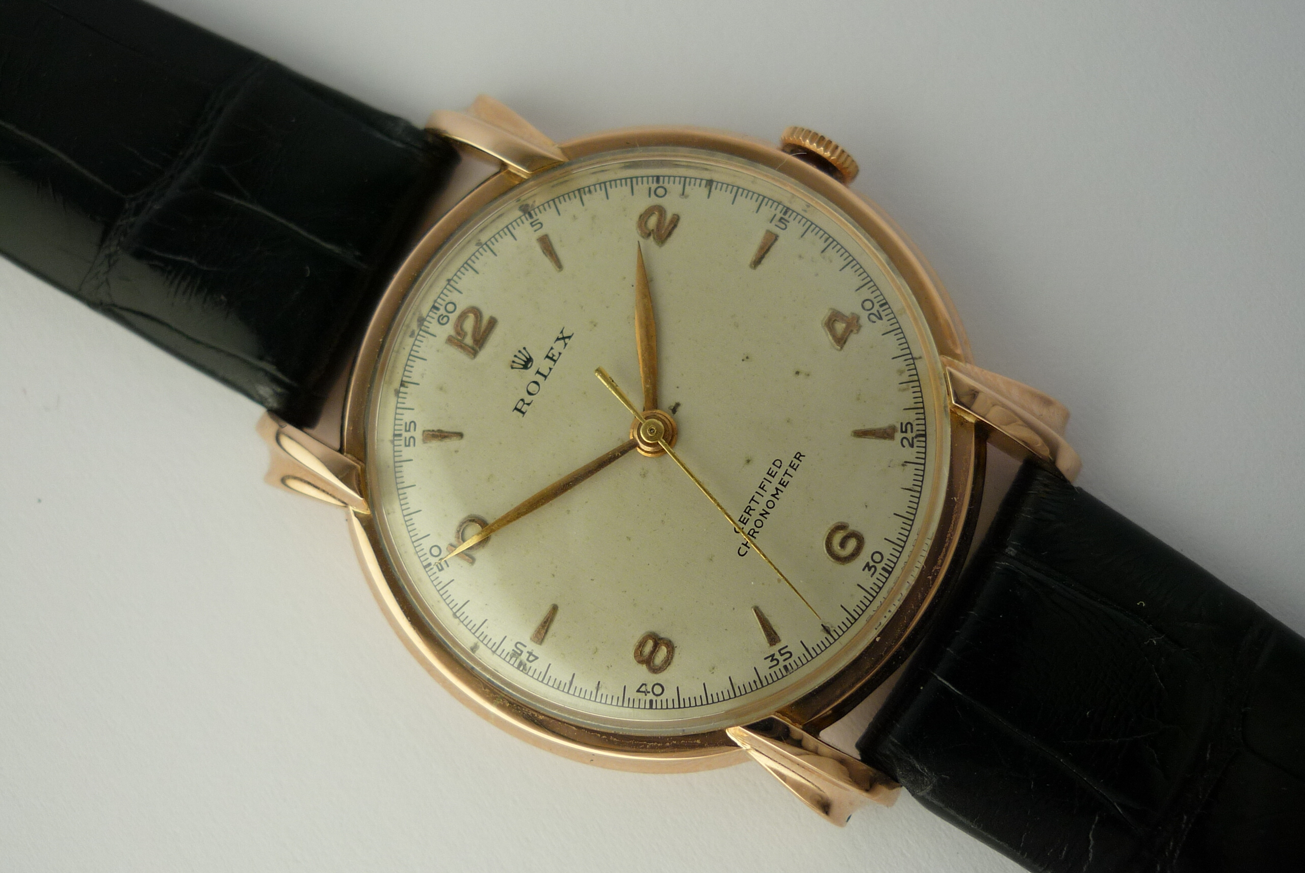 Vintage Rolex Chronometer 18ct Rose Gold Watch 1954